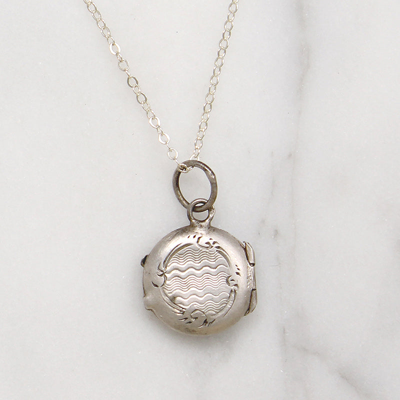 Petite French Locket of Engraved Aluminum
