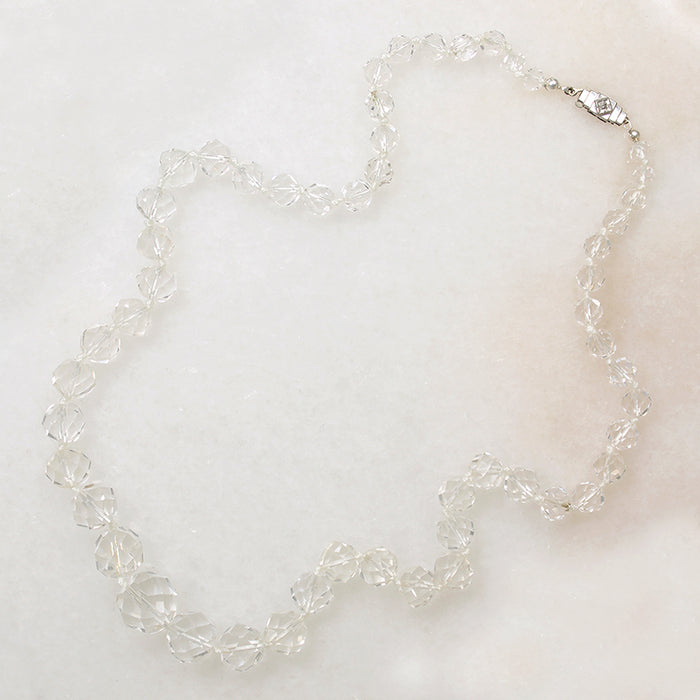 Graduated Rock Crystal Bead Necklace with Fancy Clasp