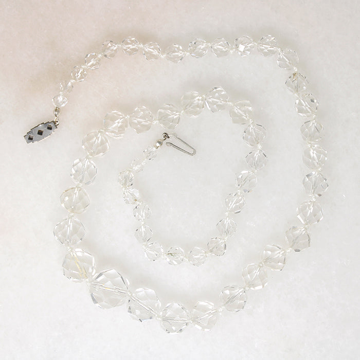 Graduated Rock Crystal Bead Necklace with Fancy Clasp