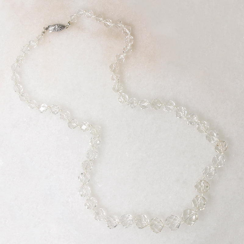 Glamorous Graduated Rock Crystal Bead Necklace