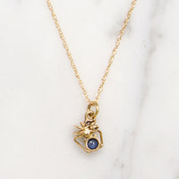 Tiny Garnet & Sapphire-Set Spider Pendant