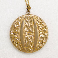 Large Gold Filled Locket with Engraved Forget-Me-Nots
