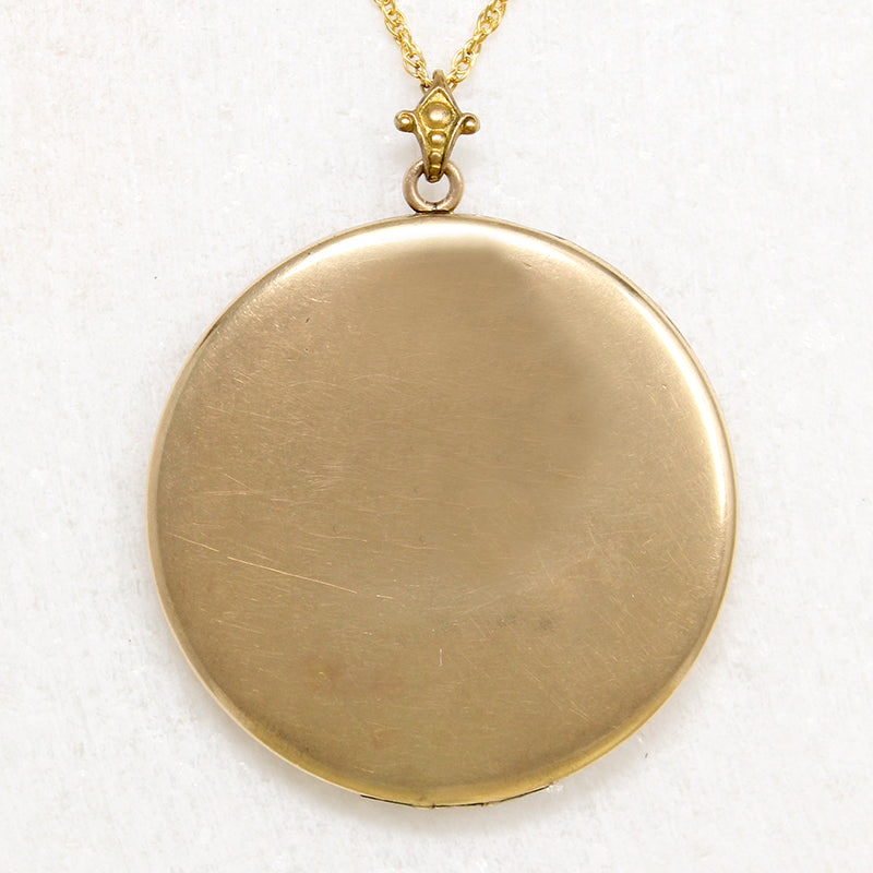 Large Gold Filled Locket with Engraved Forget-Me-Nots