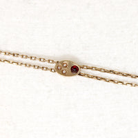 Victorian Gold Fill Garnet & Pearl Slide Chain 