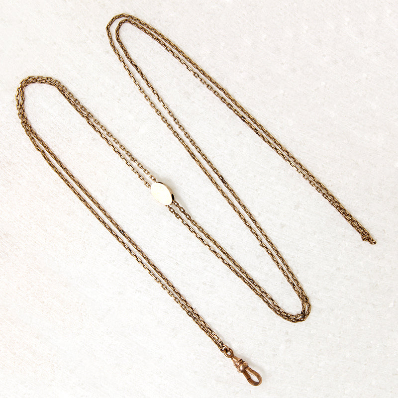 Victorian Gold Fill Garnet & Pearl Slide Chain 