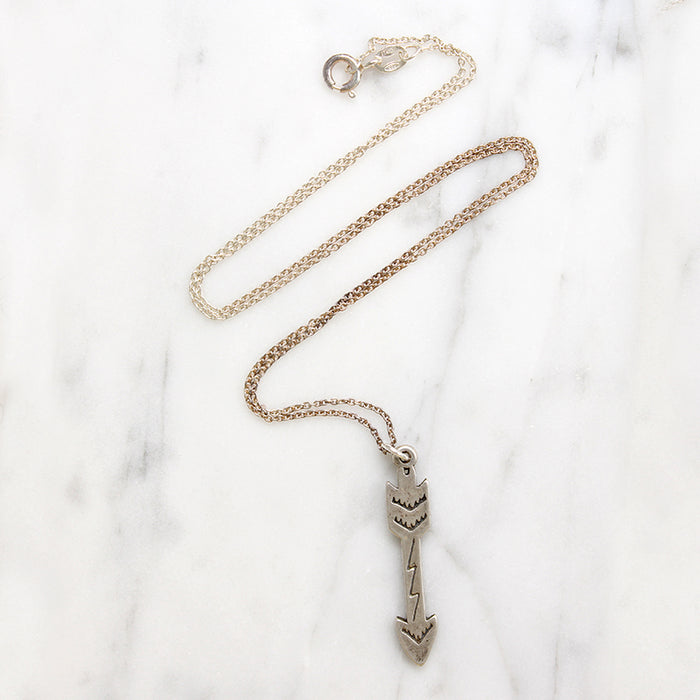 Sterling Silver Arrow Pendant with Thunderstorm Motif