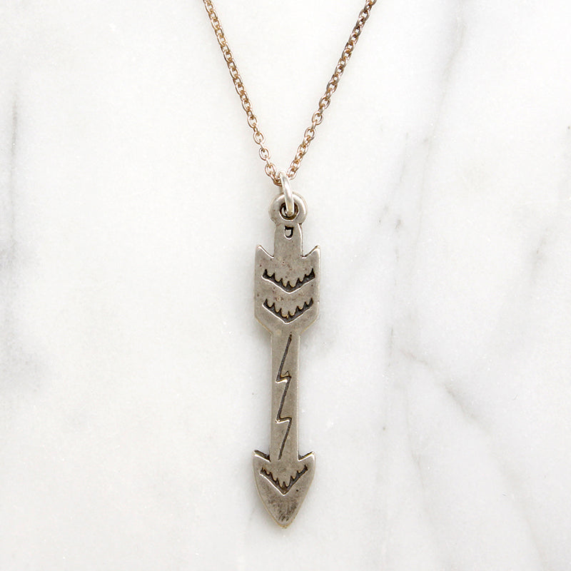 Sterling Silver Arrow Pendant with Thunderstorm Motif