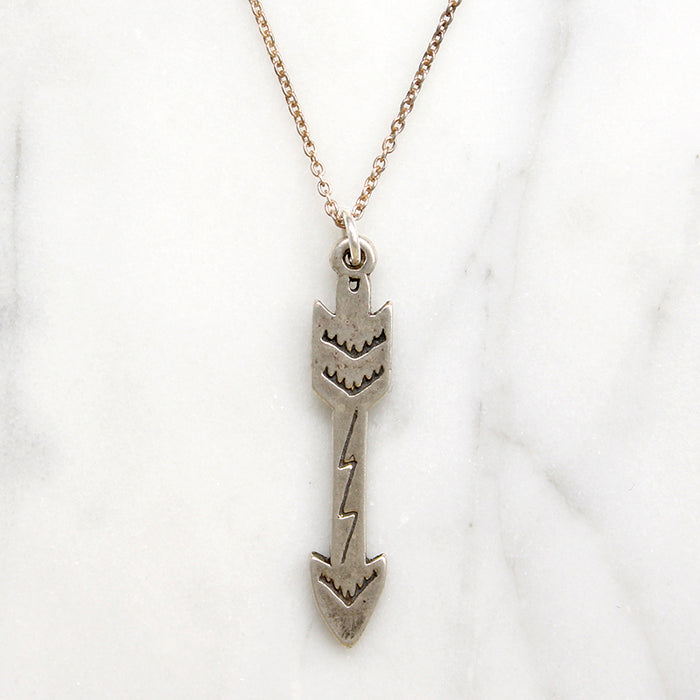 Sterling Silver Arrow Pendant with Thunderstorm Motif