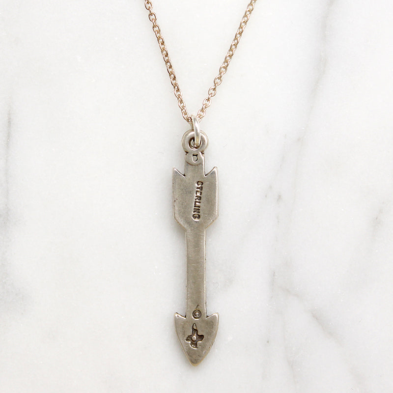 Sterling Silver Arrow Pendant with Thunderstorm Motif