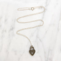 Shining Silver Heart Padlock Love Token Necklace