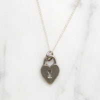 Shining Silver Heart Padlock Love Token Necklace