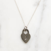 Shining Silver Heart Padlock Love Token Necklace
