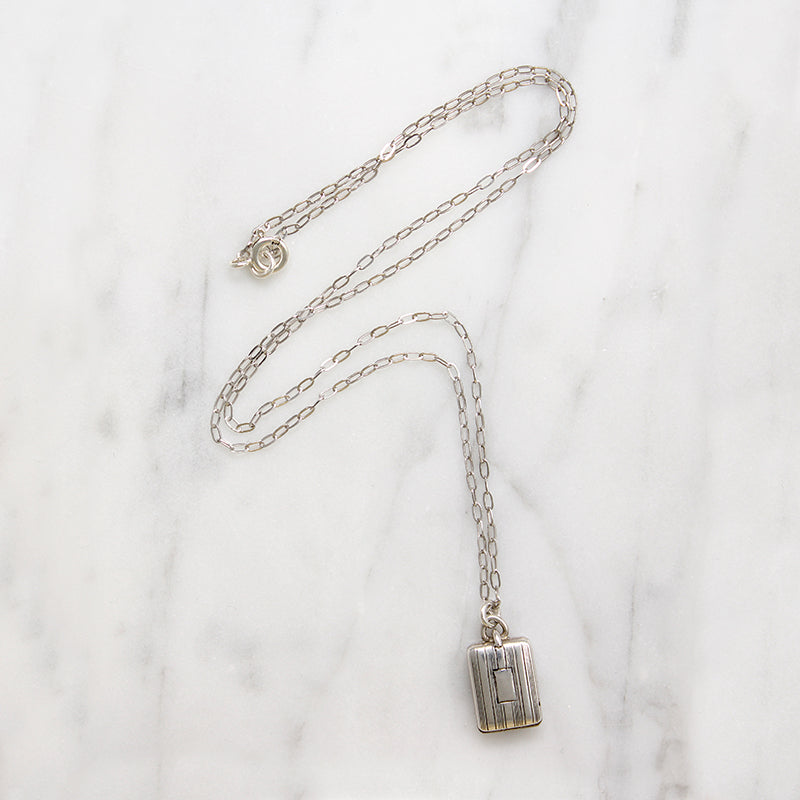 Art Deco Make-Up Compact Charm Necklace