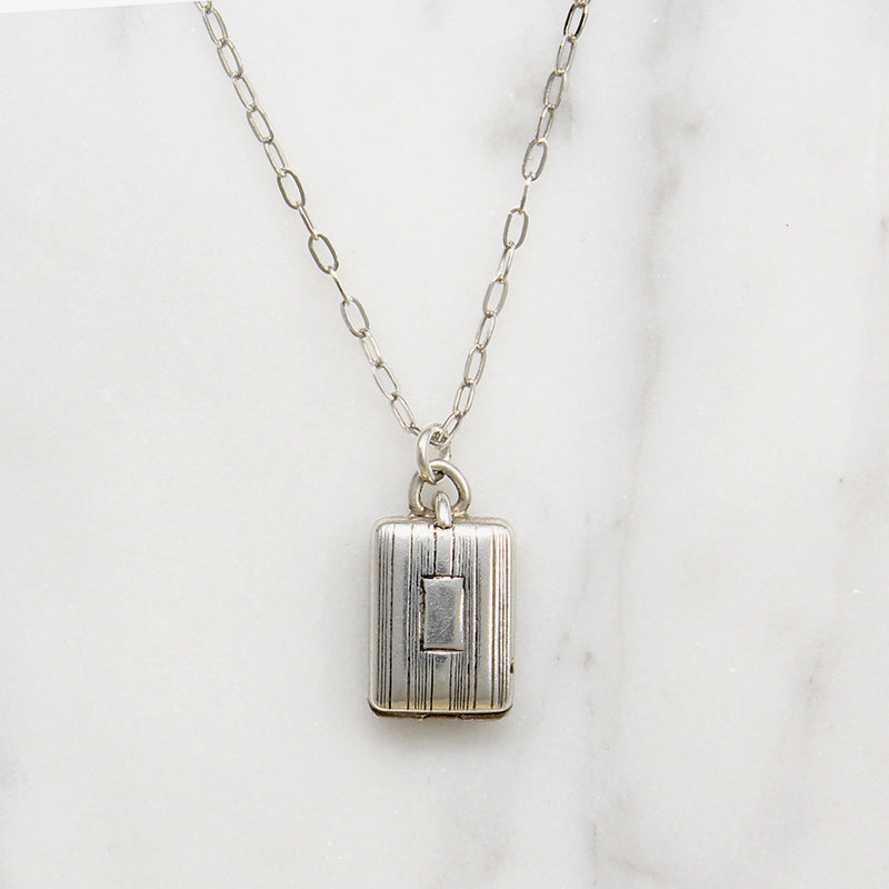 Art Deco Make-Up Compact Charm Necklace