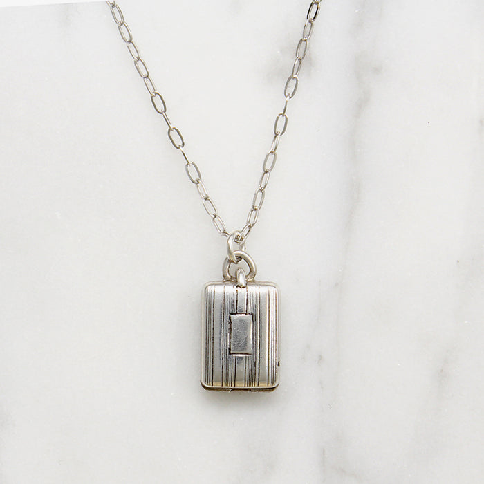 Art Deco Make-Up Compact Charm Necklace