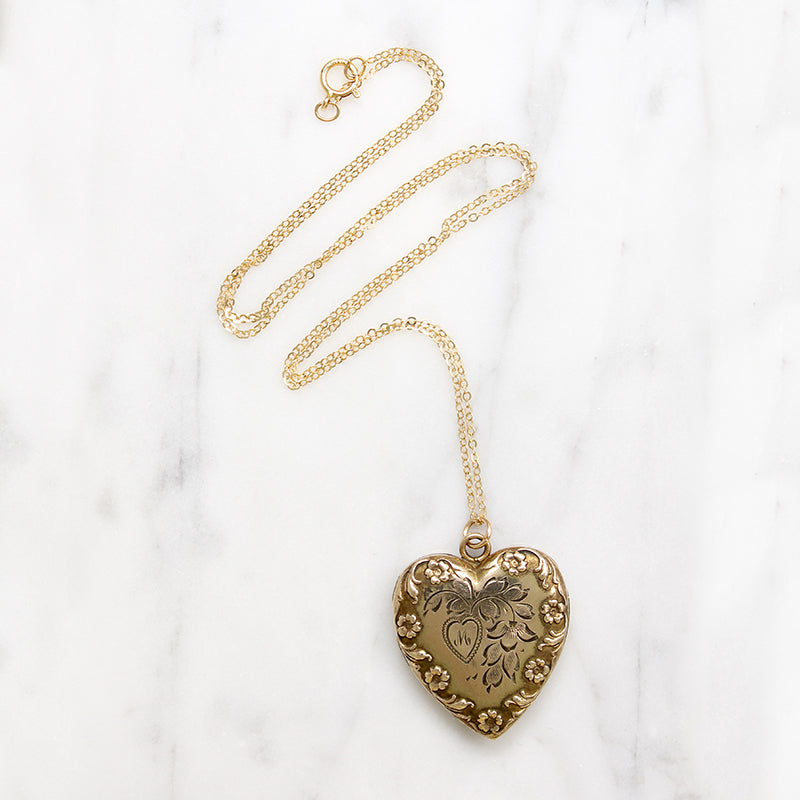 Hearts & Flowers 1940s Gold Fill Locket