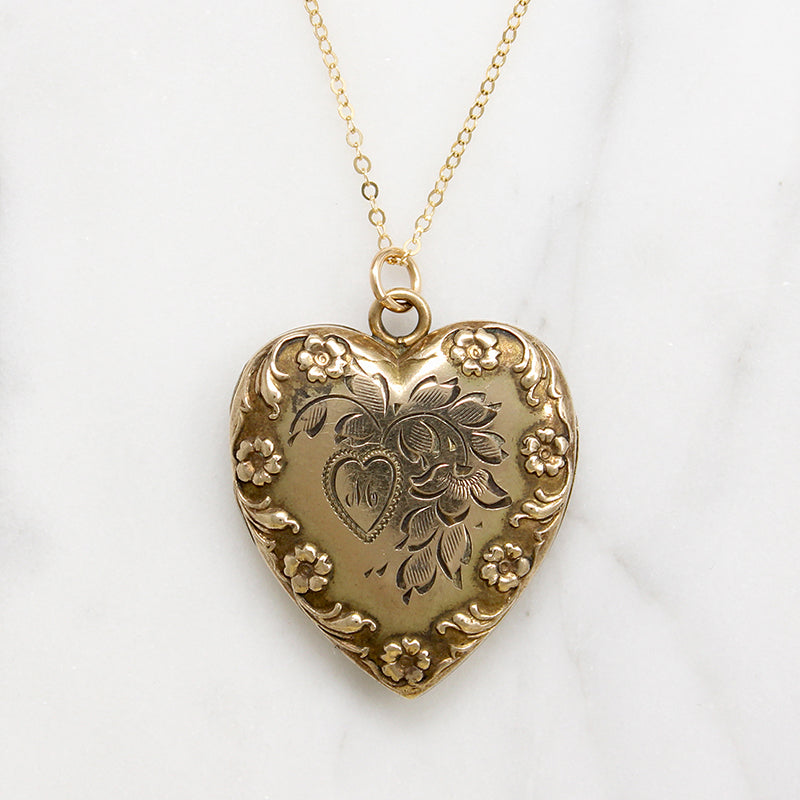 Hearts & Flowers 1940s Gold Fill Locket