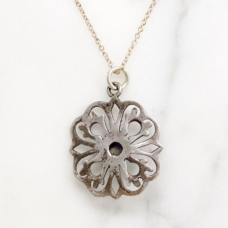 Brilliant Opal & Sterling Silver Flower Pendant