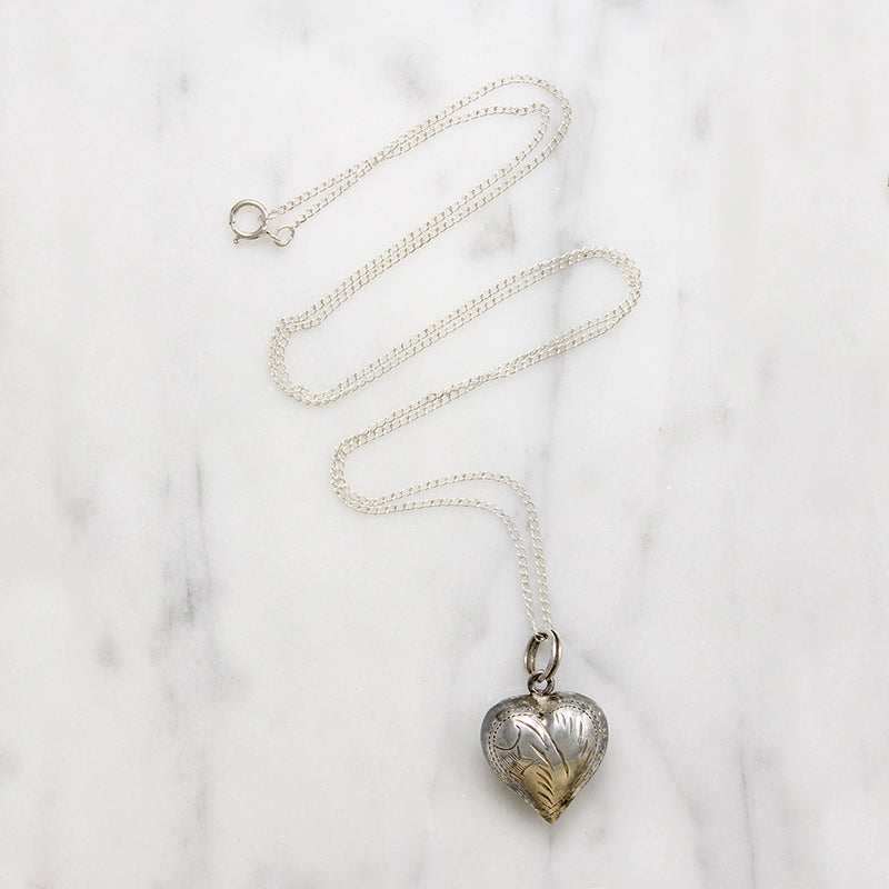 Engraved Sterling Silver Heart Pendant