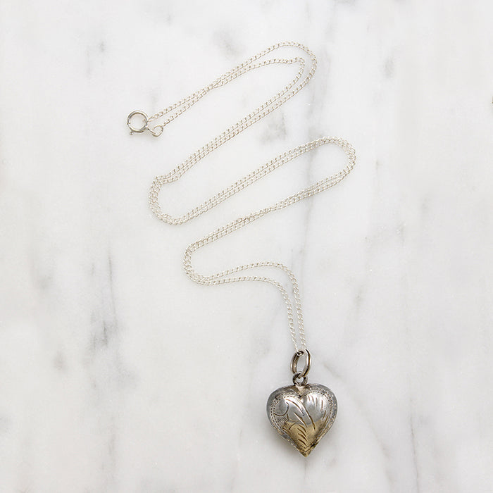 Engraved Sterling Silver Heart Pendant