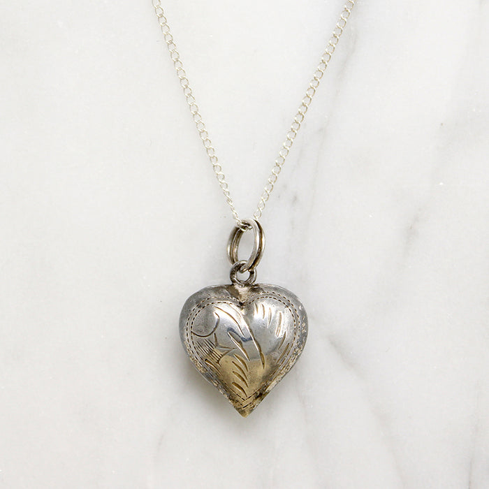 Engraved Sterling Silver Heart Pendant