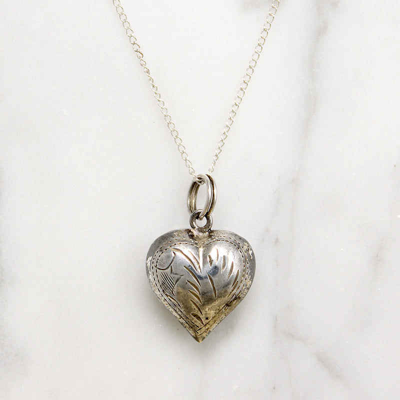 Engraved Sterling Silver Heart Pendant