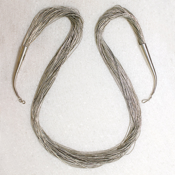 Fifty Strand Liquid Silver Bead Necklace