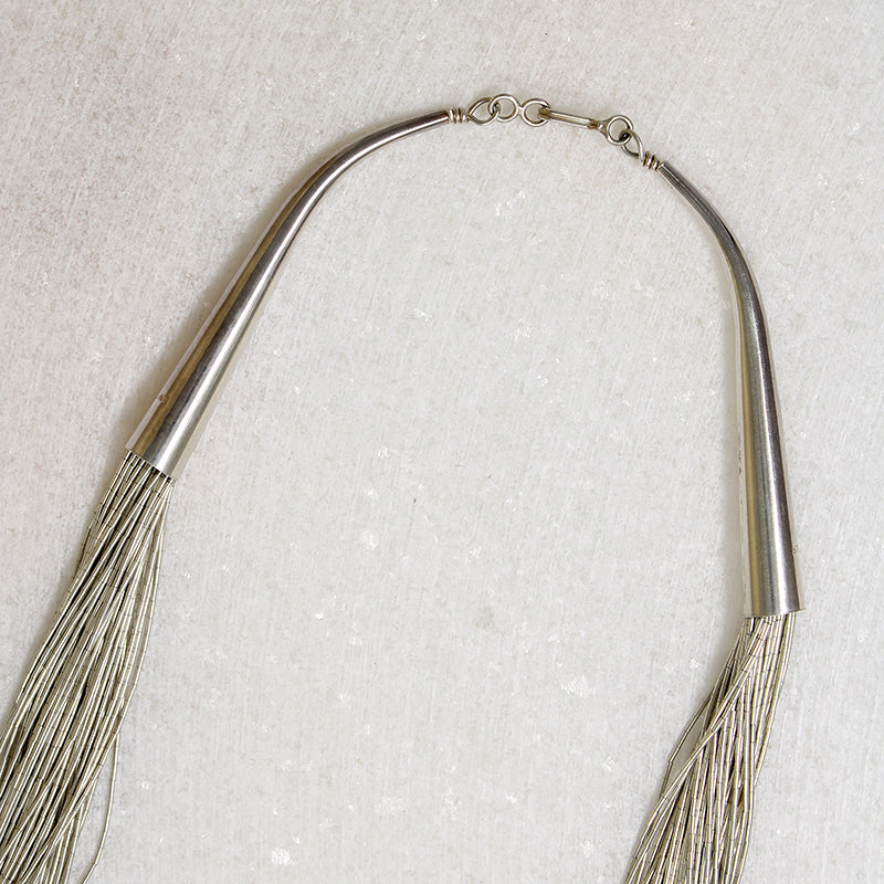 Fifty Strand Liquid Silver Bead Necklace