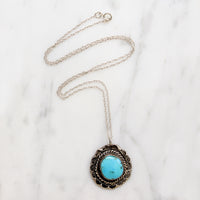 Tranquil Turquoise in Detailed Sterling Pendant