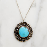 Tranquil Turquoise in Detailed Sterling Pendant