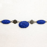 Blue Glass Flowers in Sterling Silver Necklace