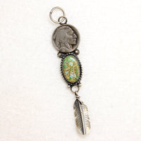 Pendant with Turquoise, Silver Feather & Buffalo Nickel