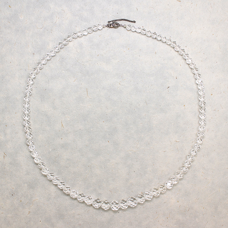 Scintillating Rock Crystal Beads with Marcasite Clasp
