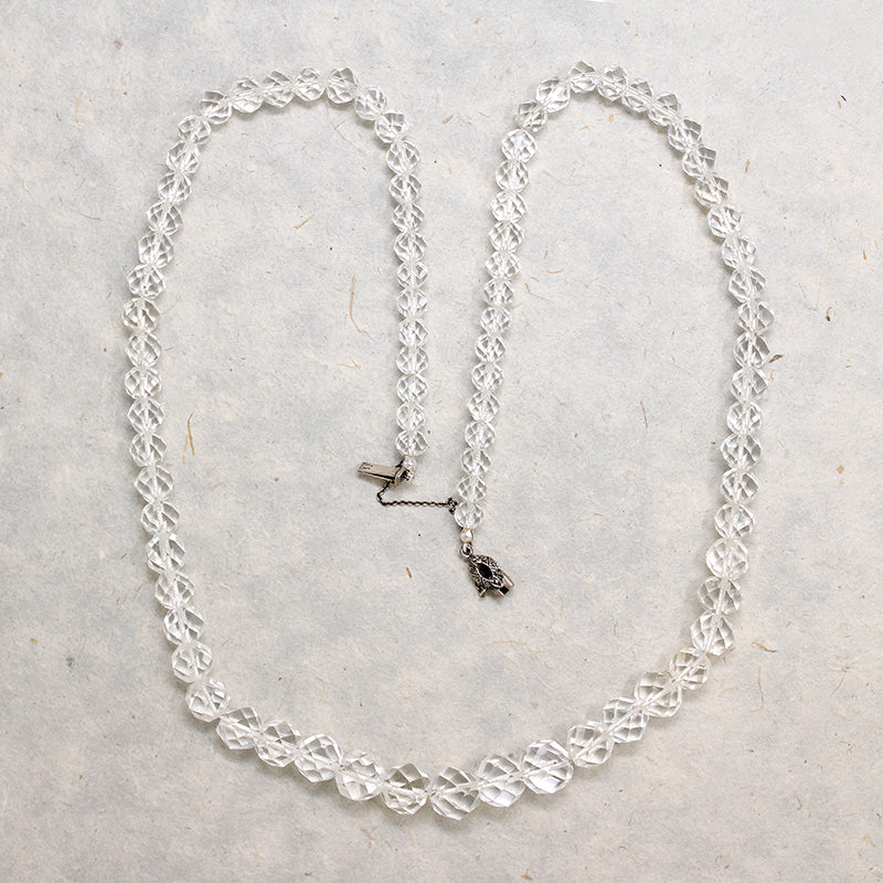 Scintillating Rock Crystal Beads with Marcasite Clasp