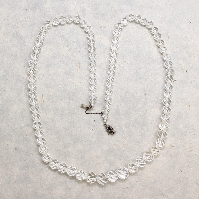 Scintillating Rock Crystal Beads with Marcasite Clasp