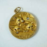 Three Foxes Gold Antique Locket