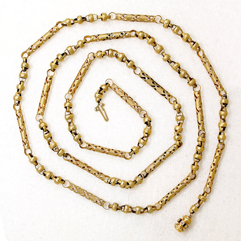Opulent 18k Gold Chain with Enameled Clasp c.1780