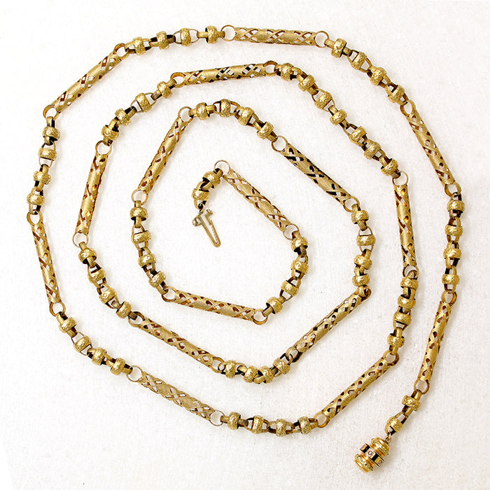 Opulent 18k Gold Chain with Enameled Clasp c.1780