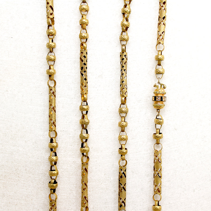 Opulent 18k Gold Chain with Enameled Clasp c.1780
