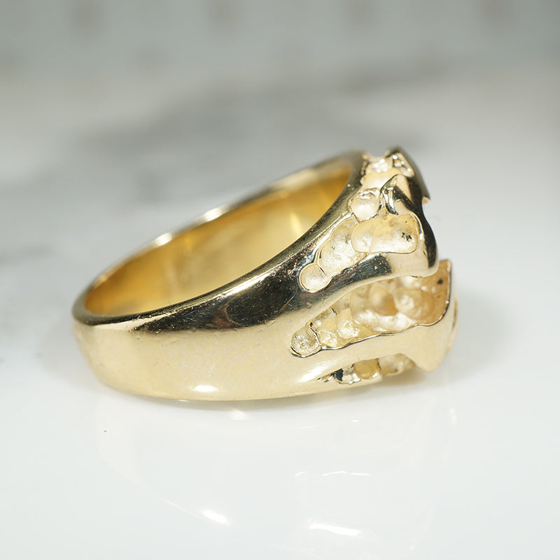 Heavy Gold and Diamond Brutalist Ring