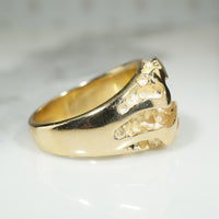 Heavy Gold and Diamond Brutalist Ring