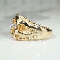 Heavy Gold and Diamond Brutalist Ring