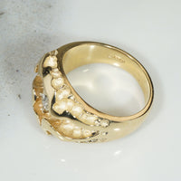 Heavy Gold and Diamond Brutalist Ring