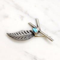 Hand Made Twig & Berries Silver & Turquoise Brooch