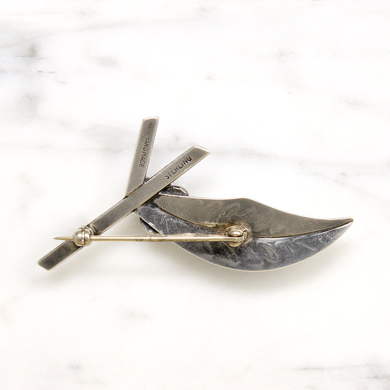 Hand Made Twig & Berries Silver & Turquoise Brooch
