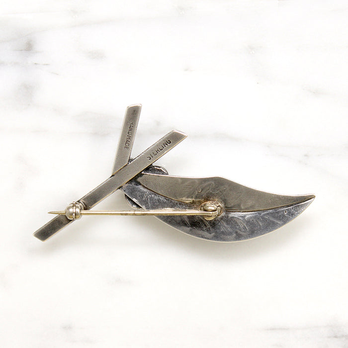 Hand Made Twig & Berries Silver & Turquoise Brooch