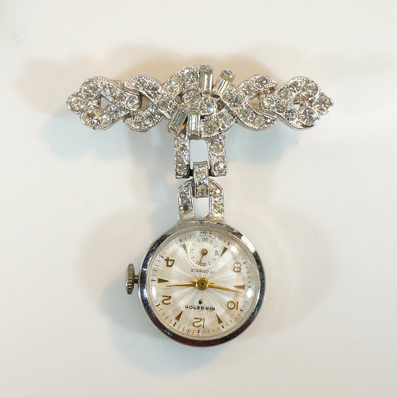 Sparkling Rhinestone Kingston Watch Brooch