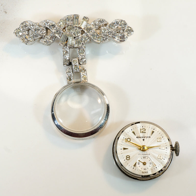 Sparkling Rhinestone Kingston Watch Brooch