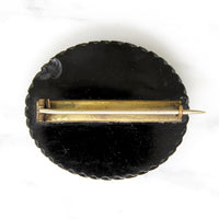 Flaxen Plait in Victorian Jet Mourning Brooch