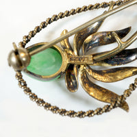 Delicate Jade & Silver Gilt Nosegay Brooch